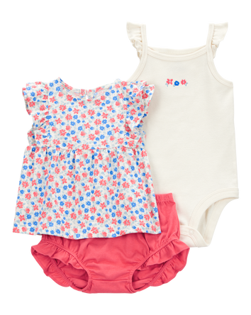 Baby 3-Piece Floral Little Diaper Cover Set, 