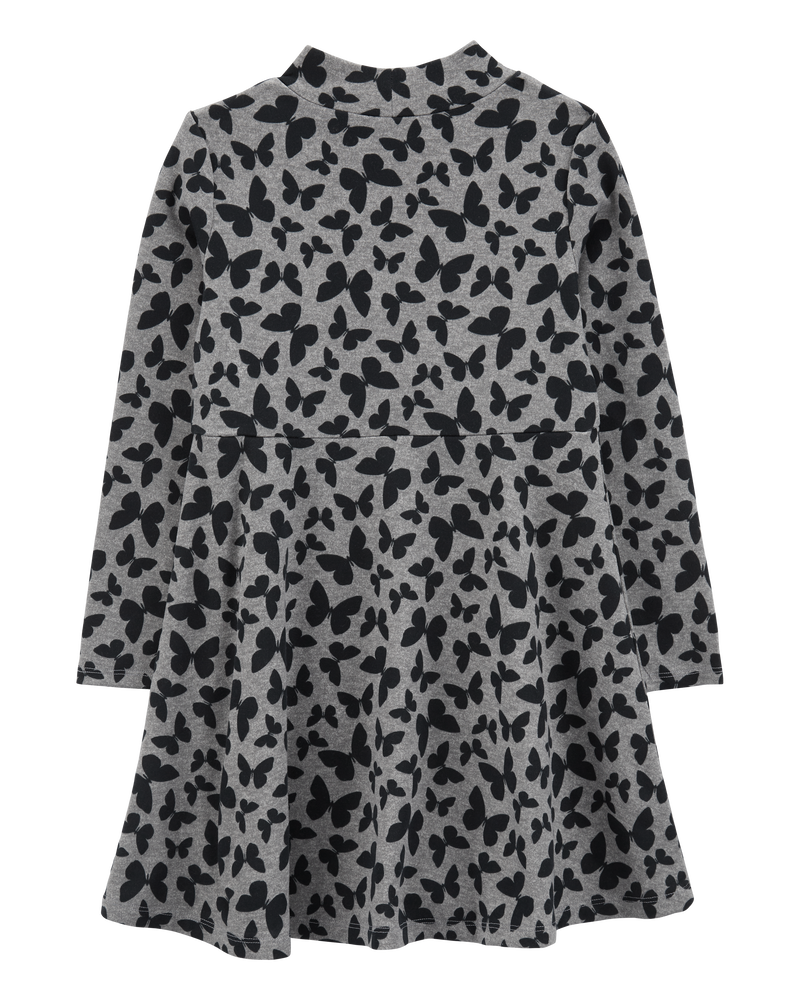 Kid Butterfly Print Mock Neck Long-Sleeve Dress, image 2 of 4 slides