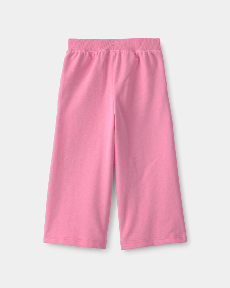 Tout-petit fille - Pantalon &agrave; jambe large en jersey bouclette - Rose, image 3 sur 4 diapositives