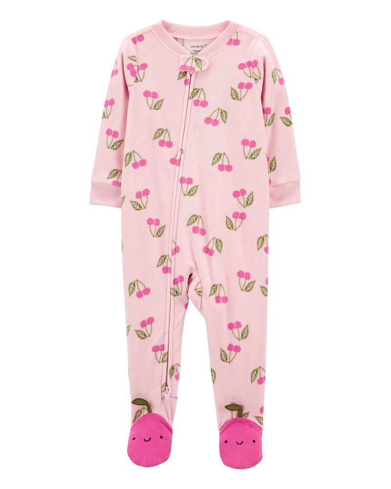 Toddler 1-Piece Cherry Fleece Footie Pyjamas, image 1 of 5 slides