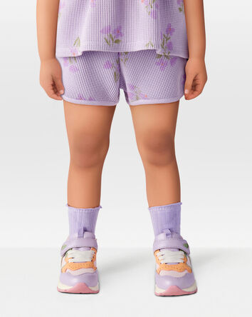 Toddler Floral Waffle Knit Shorts - Purple, 