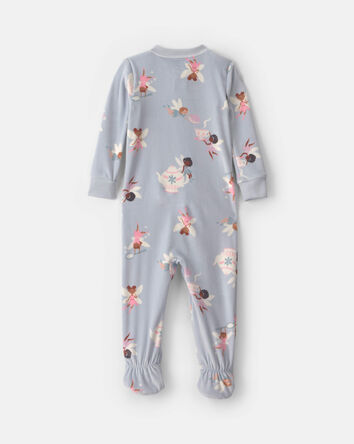 Baby Girl 1-Piece Fairies 2-Way Zip DreamPlush Snug Fit Footed Pyjama - Blue, 