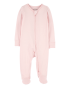Baby Girl Solid 2-Way Zip PurelySoft Sleeper Pyjamas - Light Pink, image 1 of 6 slides