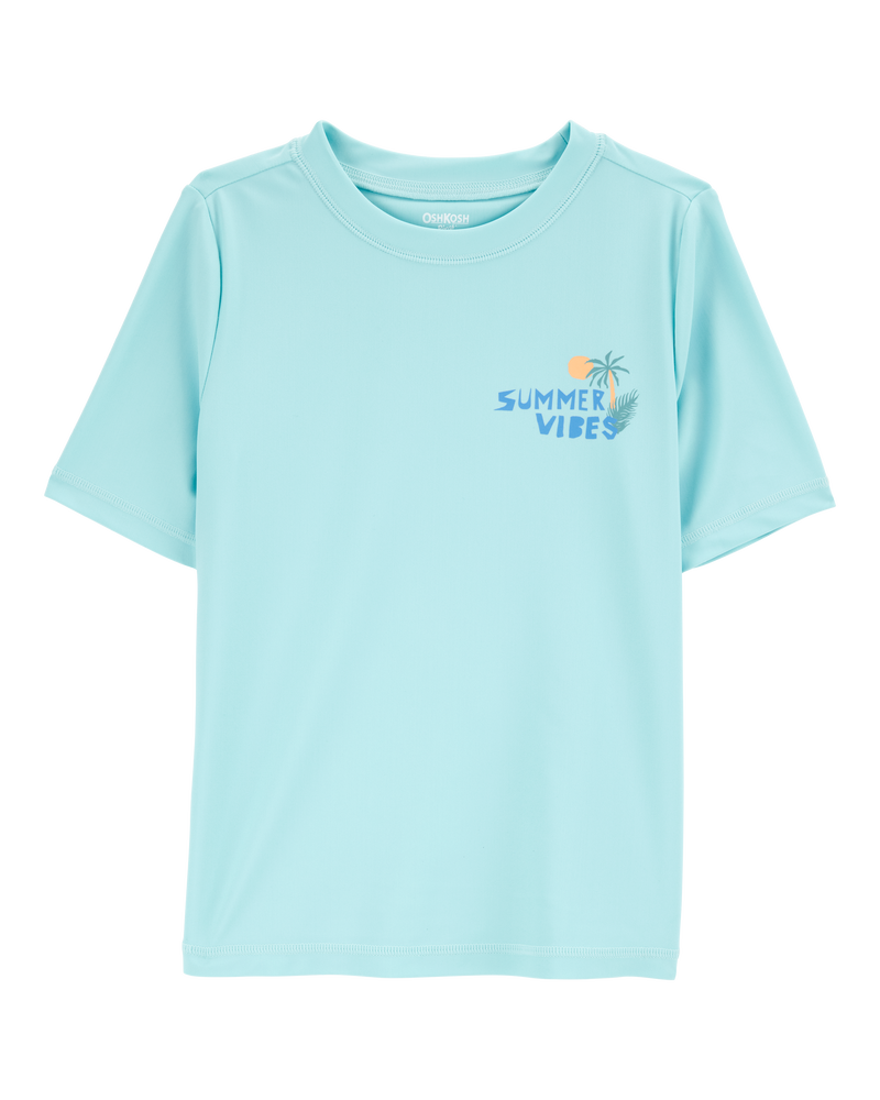 Kid Summer Vibes Short-Sleeve Rashguard - Blue, image 1 of 3 slides
