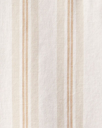 Boys Linen Striped Short-Sleeve Button-Down Shirt - Tan/Ivory, 