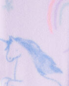 Toddler Girl Unicorn Print Loose Fit Long-Sleeve 2-Way Zip 1-Piece pyjamas - Purple, image 2 of 3 slides