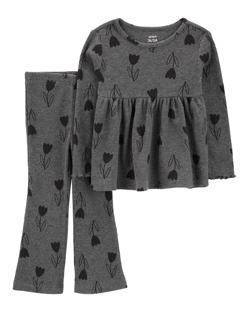 Toddler 2-Piece Floral Thermal Outfit Set, image 1 of 3 slides