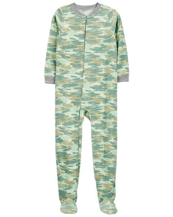 Pyjama 1 pièce à pieds en molleton camouflage, 