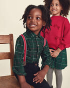 Toddler Boy Plaid Long-Sleeve Button-Down Shirt - Green, image 2 of 5 slides