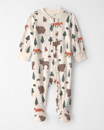 B&eacute;b&eacute; - Grenouill&egrave;re en coton biologique &agrave; motif Animaux de la for&ecirc;t, 