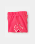 Baby Girl Shell French Terry Shorts - Orange, image 2 of 5 slides