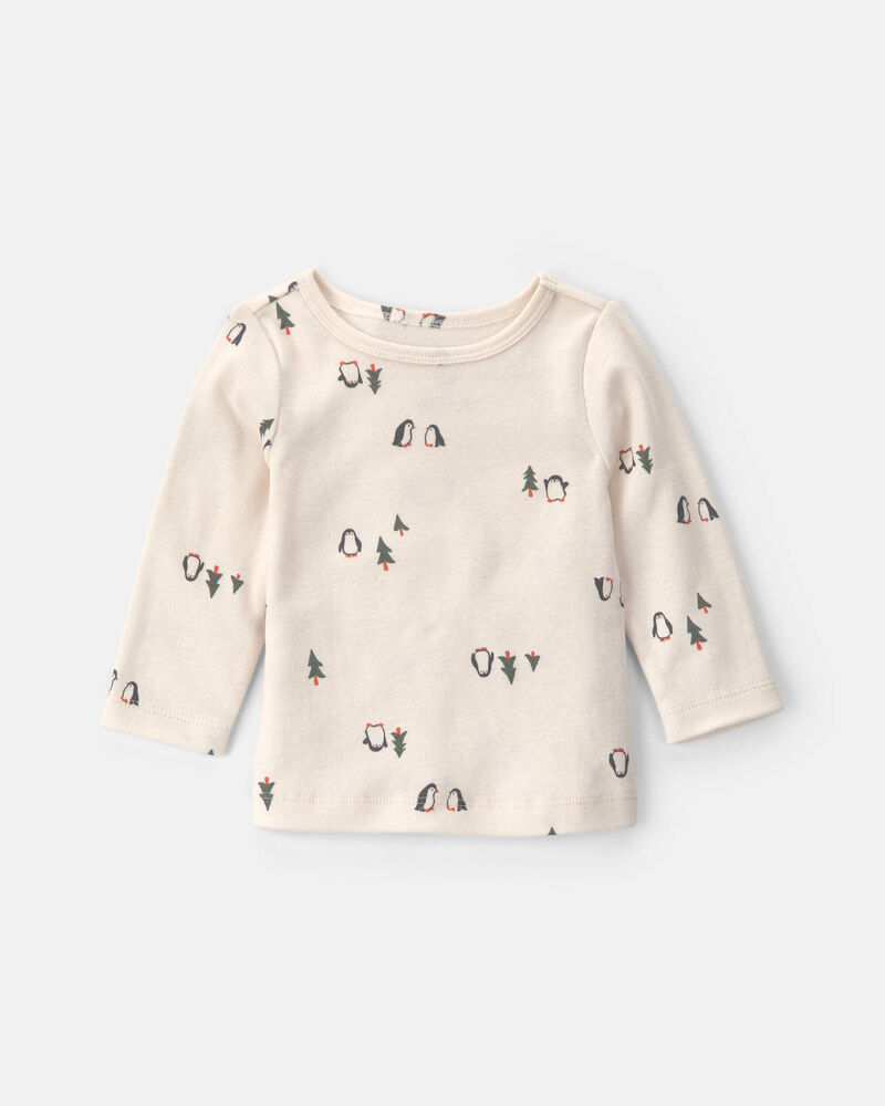 B&eacute;b&eacute; gar&ccedil;on - Ensemble 2 pi&egrave;ces salopette et manches longues &agrave; motif pingouin &ndash; Gris/Cr&egrave;me, image 3 sur 5 diapositives