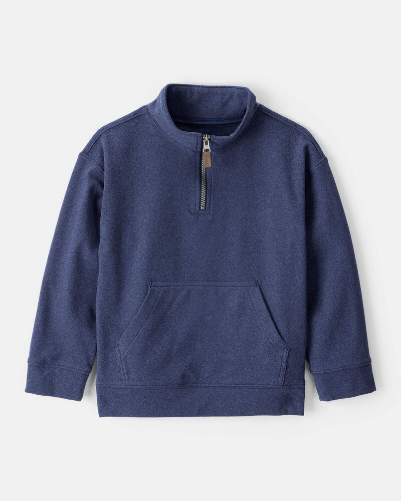 Boys Long-Sleeve Quarter-Zip Pullover Sweatshirt - Navy, image 1 of 3 slides