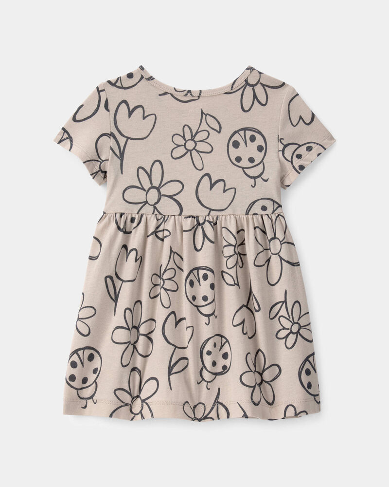 B&eacute;b&eacute; fille - Robe &agrave; manches courtes, fleurs et coccinelles - Brun, image 2 sur 3 diapositives