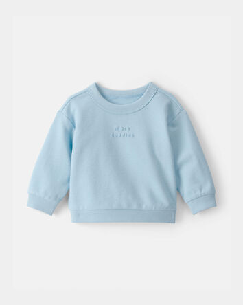 Baby 'More Cuddles' French Terry Pullover Sweatshirt - Blue, 