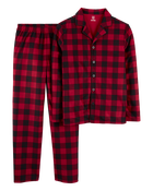 Red Adult 2 Piece Buffalo Check Fleece Coat Style Pyjamas Carter s Oshkosh Canada