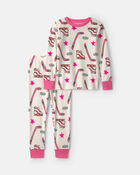 Toddler Girl 2-Piece Dreamplush Pyjama Set -Hockey, image 1 of 3 slides