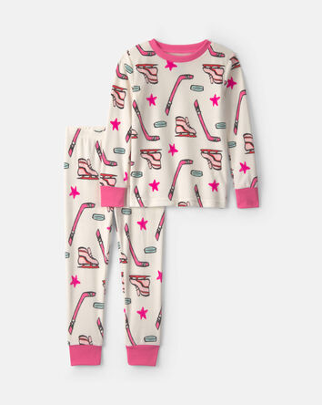 Toddler Girl 2-Piece Dreamplush Pyjama Set -Hockey, 