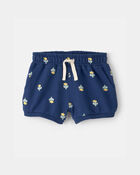 B&eacute;b&eacute; fille - Short en jersey bouclette, fleurs - Bleu, image 1 sur 3 diapositives