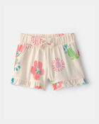 Baby Girl Ruffle-Trim Tropical Floral Shorts - Cream, image 1 of 4 slides