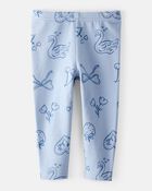 Baby Girl Bow Icon Pull-On Stretch Leggings - Blue, image 2 of 4 slides