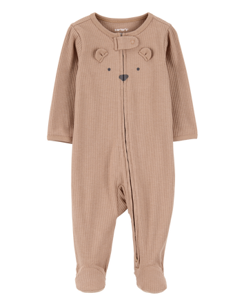 Baby Bear 2-Way Zip Ribbed Sleeper pyjamas, 