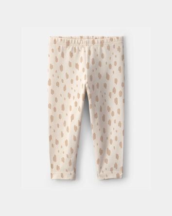 Baby Girl Dots Pull-On Stretch Leggings - Cream, 