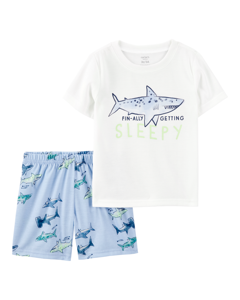 Toddler Shark Print Loose Fit 2-Piece Pyjamas - Blue, image 1 of 3 slides