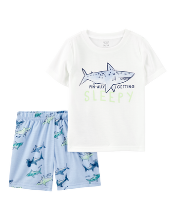 Toddler Shark Print Loose Fit 2-Piece Pyjamas - Blue, 