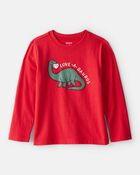 Toddler Boy Dinosaur Long-Sleeve Graphic Tee - Red, image 1 of 3 slides