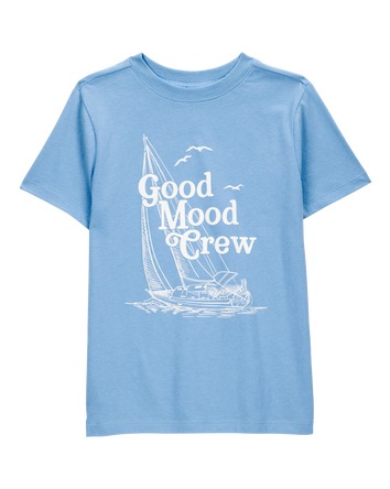 Kid Good Mood Crew Graphic Tee - Blue, 
