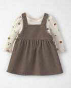 B&eacute;b&eacute; fille - Ensemble 2 pi&egrave;ces chasuble en velours c&ocirc;tel&eacute; de coton biologique, image 1 sur 6 diapositives
