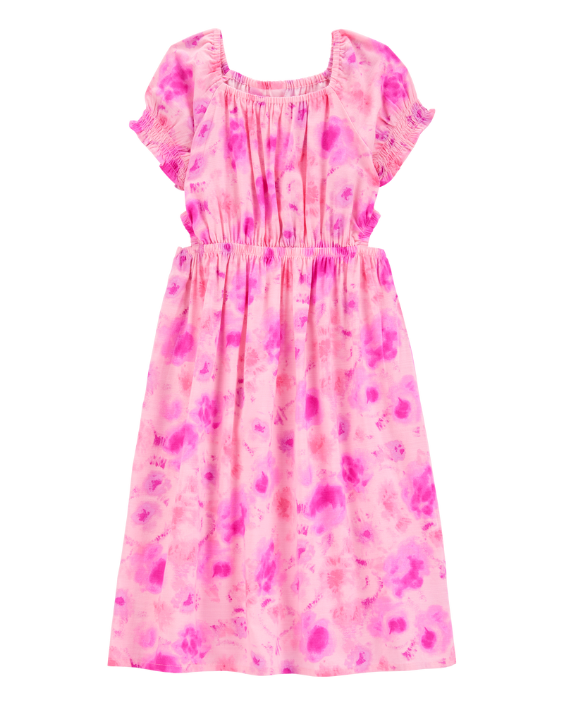 Jeune Robe maxi en imitation de lin teint sur nœuds - Rose, image 1 sur 4 diapositives