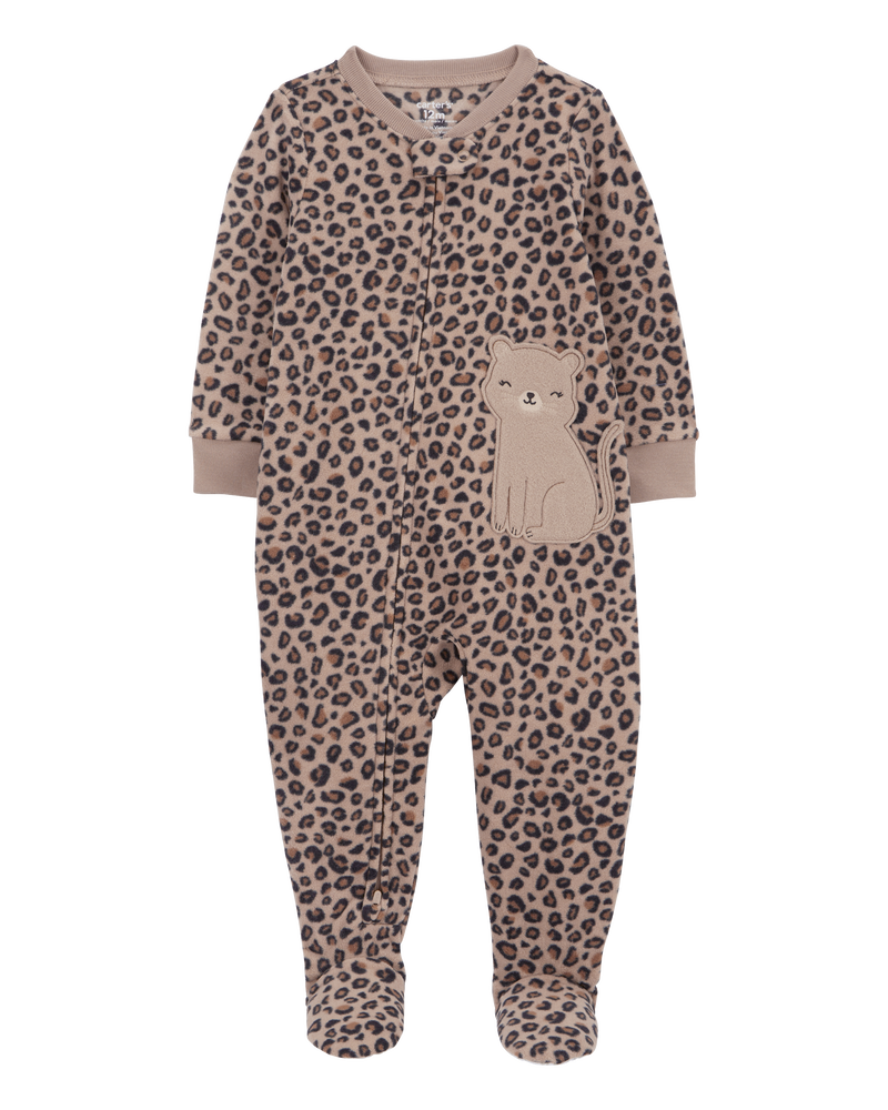 Toddler 1-Piece Cheetah Print Fleece Footie Pyjamas
, image 1 of 4 slides