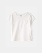 Toddler Girl Heart Pocket Top - Ivory, image 1 of 3 slides