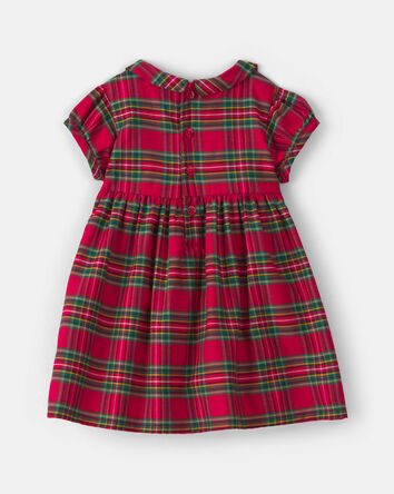 Baby Girl Holiday Plaid Short-Sleeve Dress - Red, 