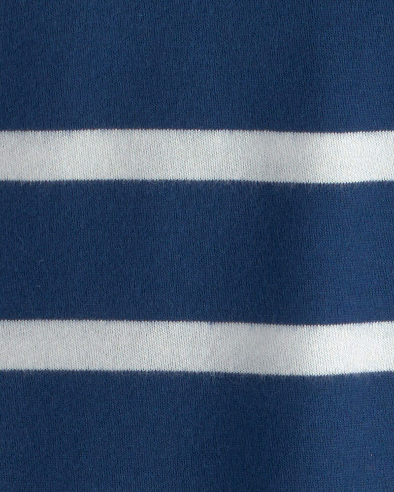 Boys Striped French Terry Quarterzip Pullover - Blue/Ivory, image 3 of 4 slides