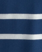 Boys Striped French Terry Quarterzip Pullover - Blue/Ivory, image 3 of 4 slides