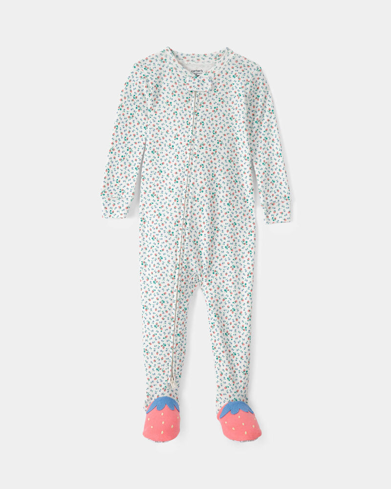 Toddler Girl Strawberry 100% Cotton Snug Fit 1-Piece Pyjama, image 1 of 4 slides