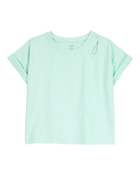 Girls Solid Short-Sleeve Tee - Turquoise, image 1 of 3 slides