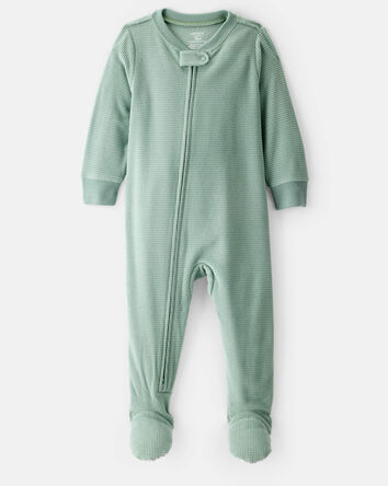 Tout-petit garçon - Pyjama une pièce à manches longues de coupe ample et fermeture à glissière double sens – Vert, 