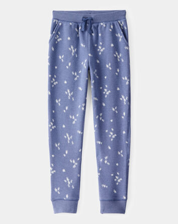 Girls Heart Print Pull-On Fleece Joggers - Blue, 