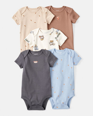 Bébé garçon - Emballage de 5 cache-couches en coton imprimé – Bleu/brun/vert/blanc, 