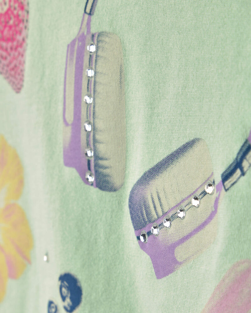 Girls 'Beach Season' Summer Graphic Tee - Green, image 2 of 4 slides