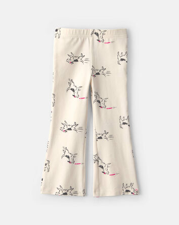 Toddler Girl Dog Cotton Pull-On Stretch Flare Leggings - Cream, 