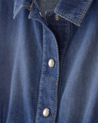 Baby Girl Denim Button-Up Dress - Dark Wash, image 3 of 5 slides