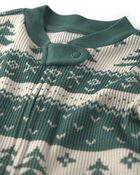 Baby Fair Isle Waffle Knit Sleeper Made with Organic Cotton, image 3 of 5 slides