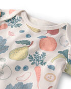 Baby 3-Pack Organic Cotton Bodysuits in Veggie Fruit Print, image 2 of 6 slides