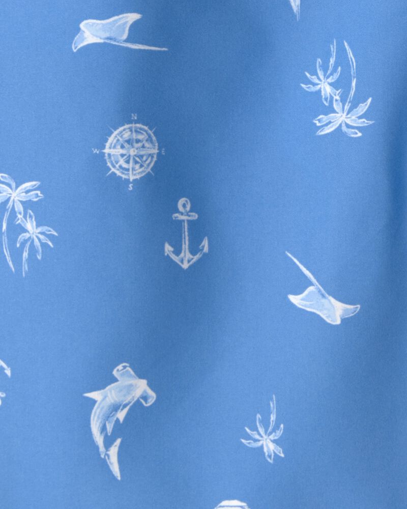 Boys 2-Piece Long-Sleeve Rashguard & Sailboat Swim Trunks Set - Blue, image 7 of 7 slides
