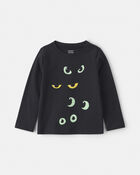 Tout-petit - T-shirt manches longues &agrave; imprim&eacute; de yeux d&rsquo;Halloween &ndash; Noir, image 1 sur 2 diapositives